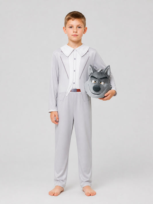 Gray Wolf Cosplay Costume: Jumpsuit and Mask on-model view
