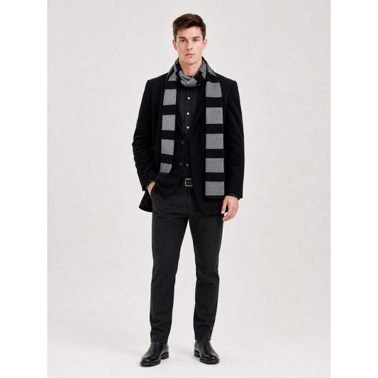 Long Despicable Me Scarf with Black and Gray Stripes