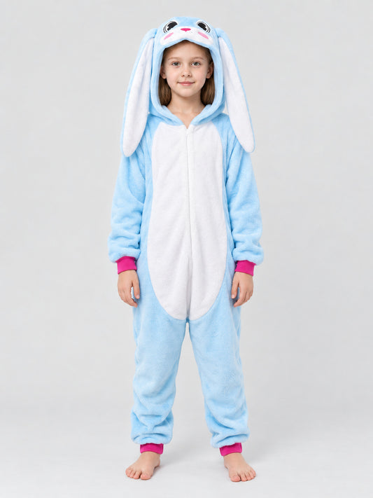 Kids' One-Piece Pajama Jumpsuit with Bunny Ears