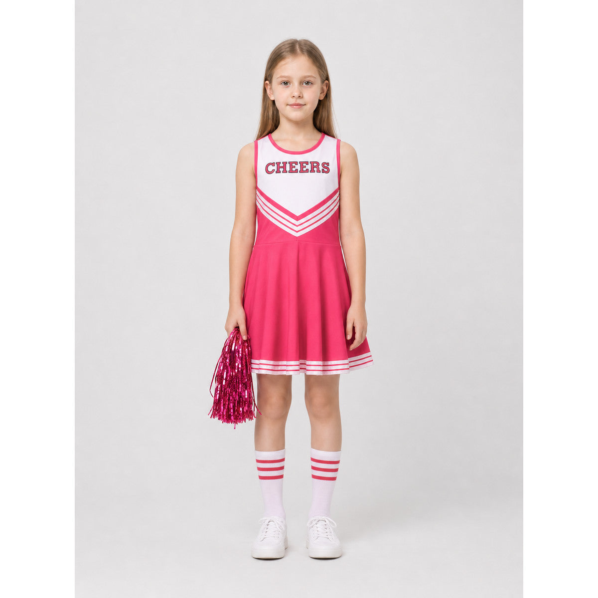 Sleeveless Cheerleading Dress, Pink and White