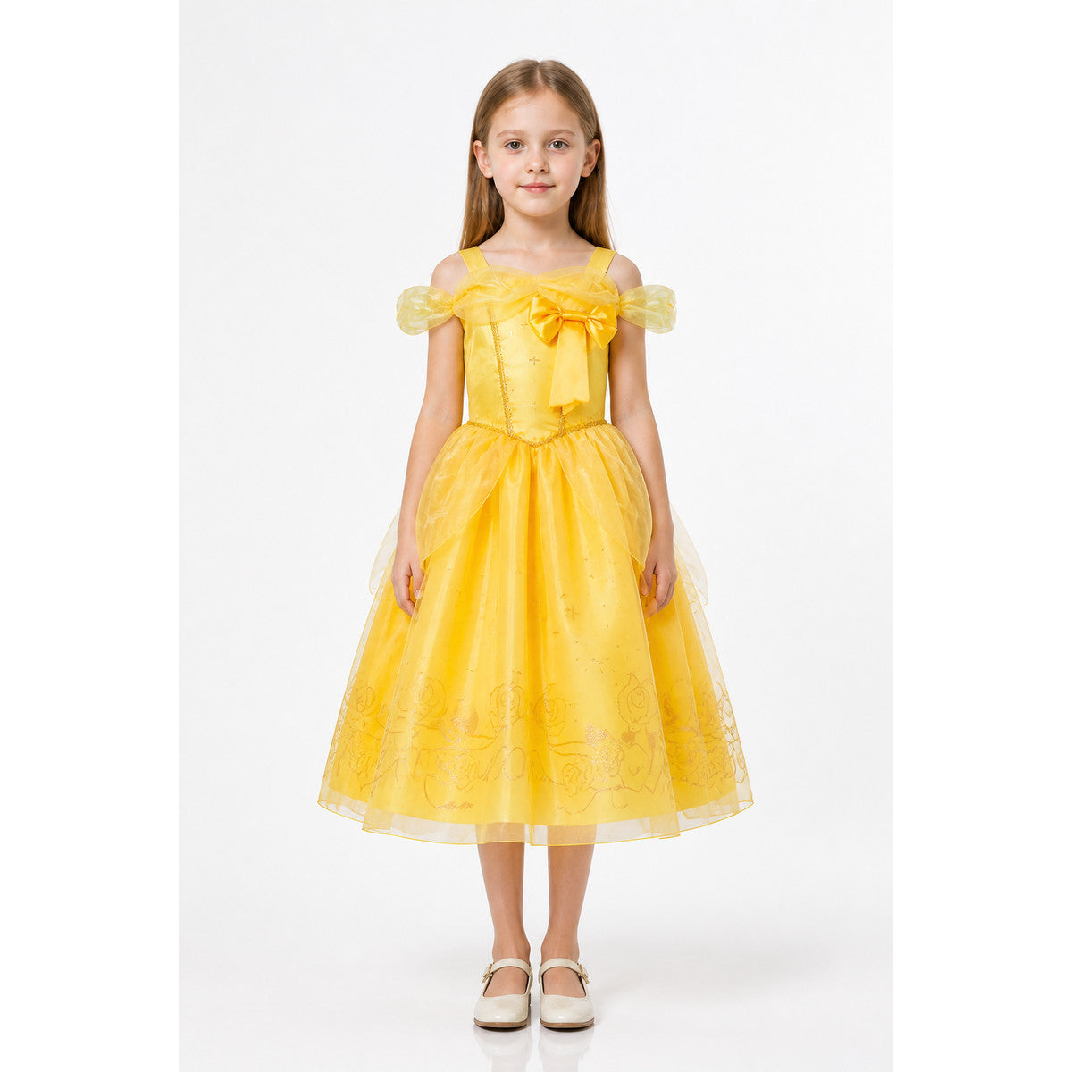 Gold Princess Costume with Bow and Full Skirt main product view