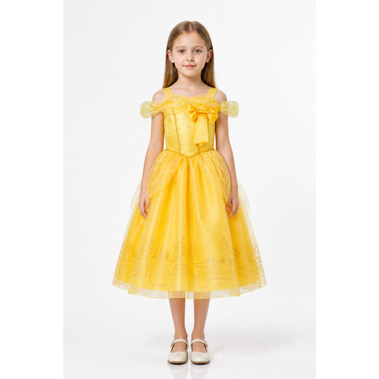 Gold Princess Costume with Bow and Full Skirt main product view