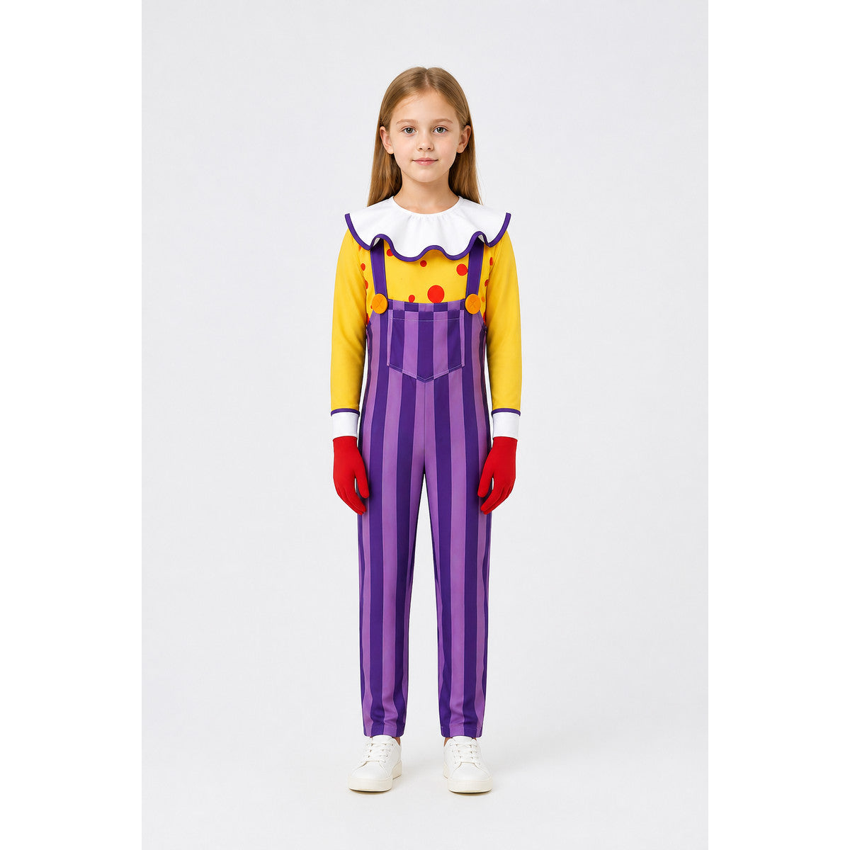 Clown Costume with Striped Jumpsuit and Mask main product view
