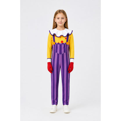 Clown Costume with Striped Jumpsuit and Mask main product view