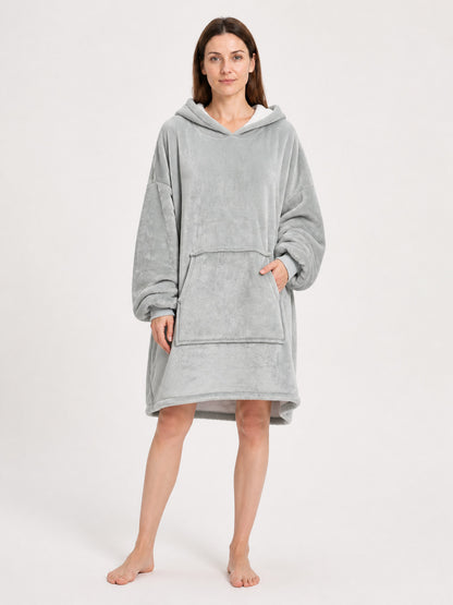 Dark Gray Long Hooded Sweatshirt for Home main product view