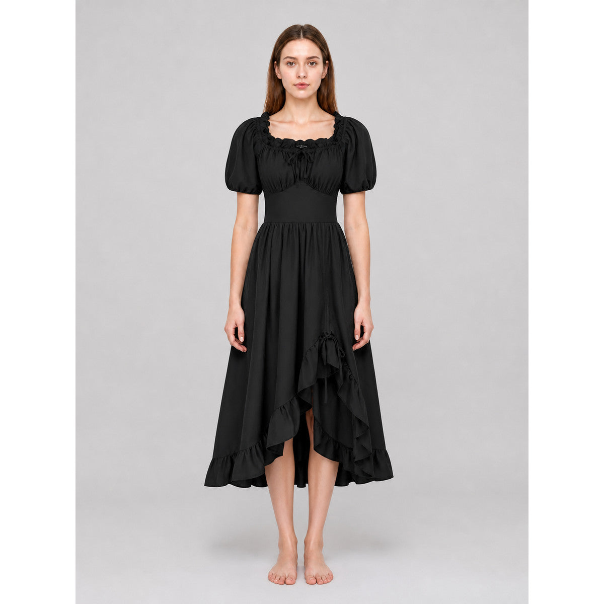 Black Renaissance-Style Ruffle Dress