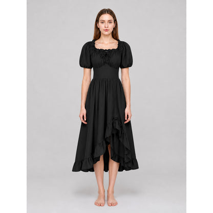Black Renaissance-Style Ruffle Dress