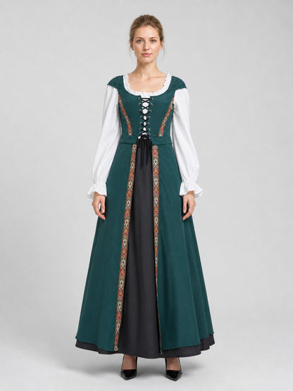 Medieval Halloween Costume with Ethnic Pattern on-model view