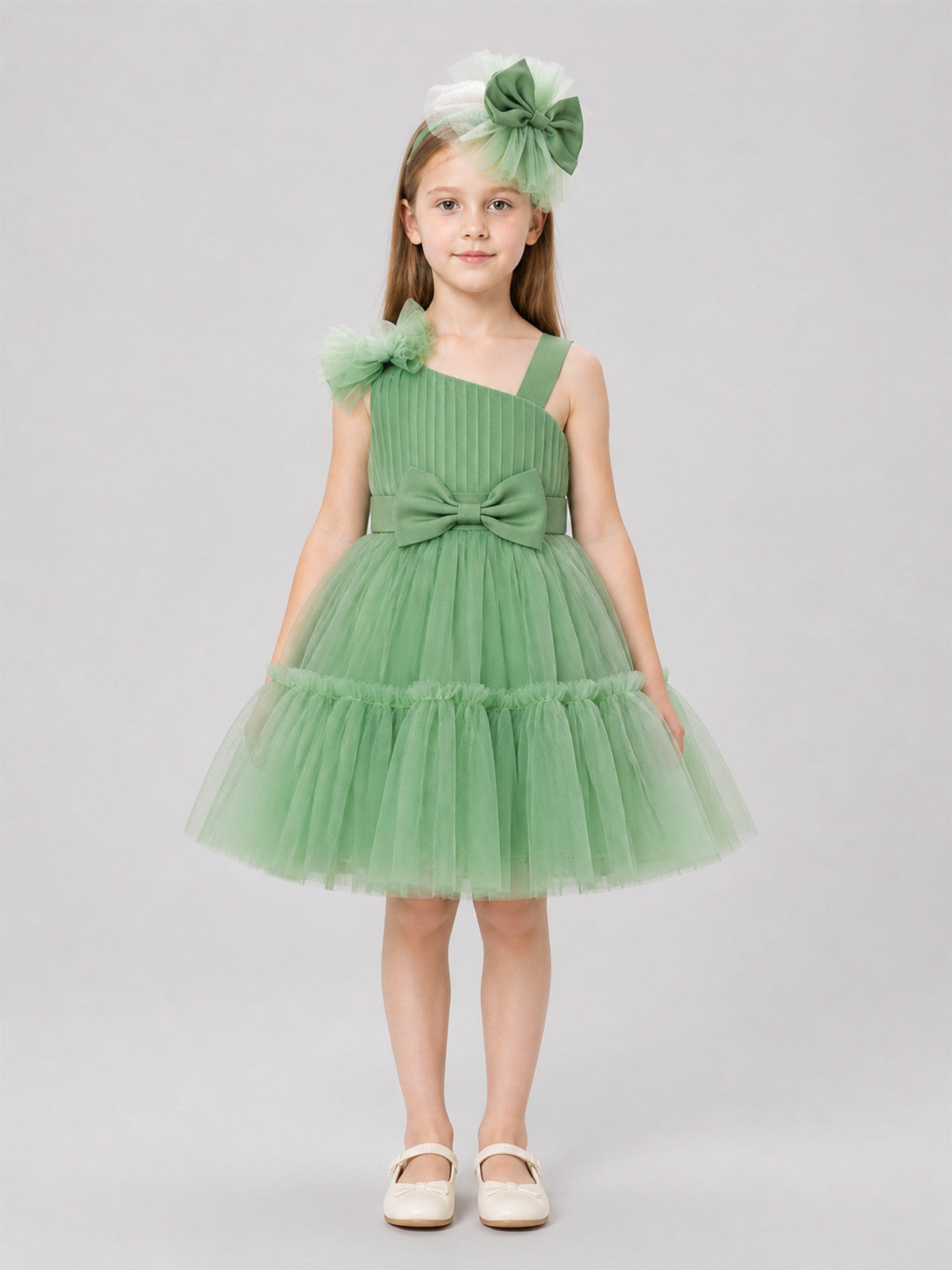 One-Shoulder Bow Tutu Dress for Flower Girls
