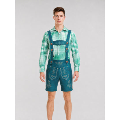 Plaid Bavarian-Style Shirt for Oktoberfest front view