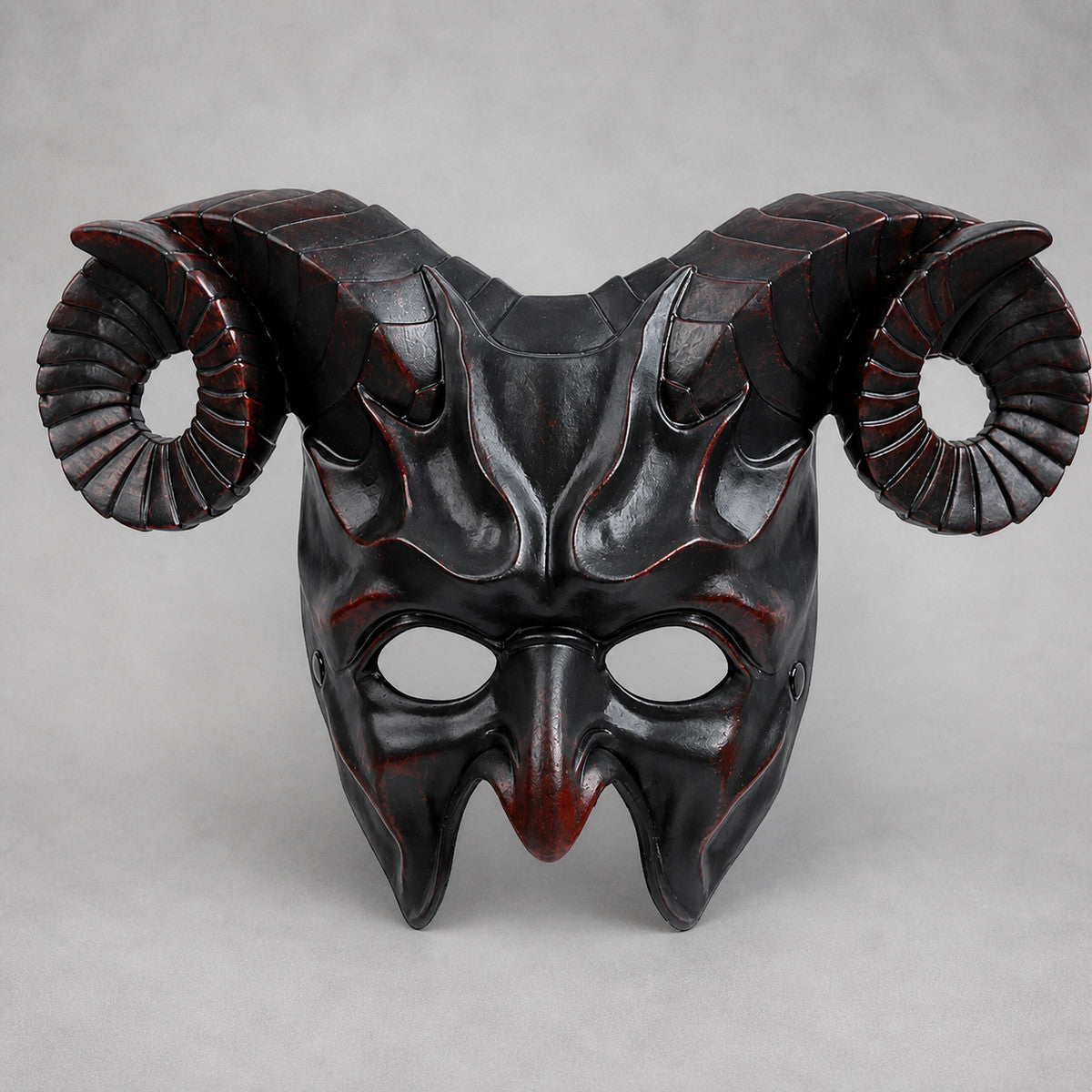 1pc Halloween Horned Demon Mask, Full Face with Curled Horns for Cosplay Parties