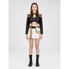 KPop Demon Hunters Mira Stage Costume, Black-and-Gold Set