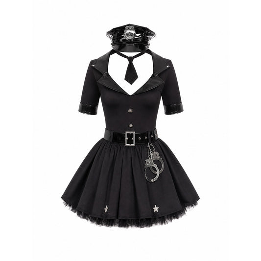 Police Costume with Hat, Belt, and Handcuffs