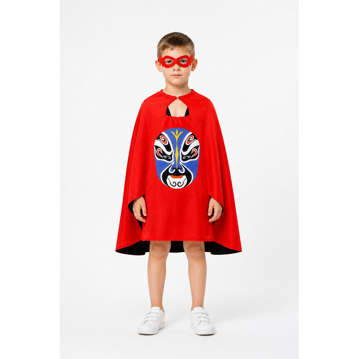 Children's Red Cape with Peking Opera Mask main product view