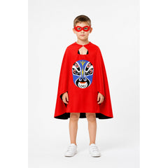 Children's Red Cape with Peking Opera Mask