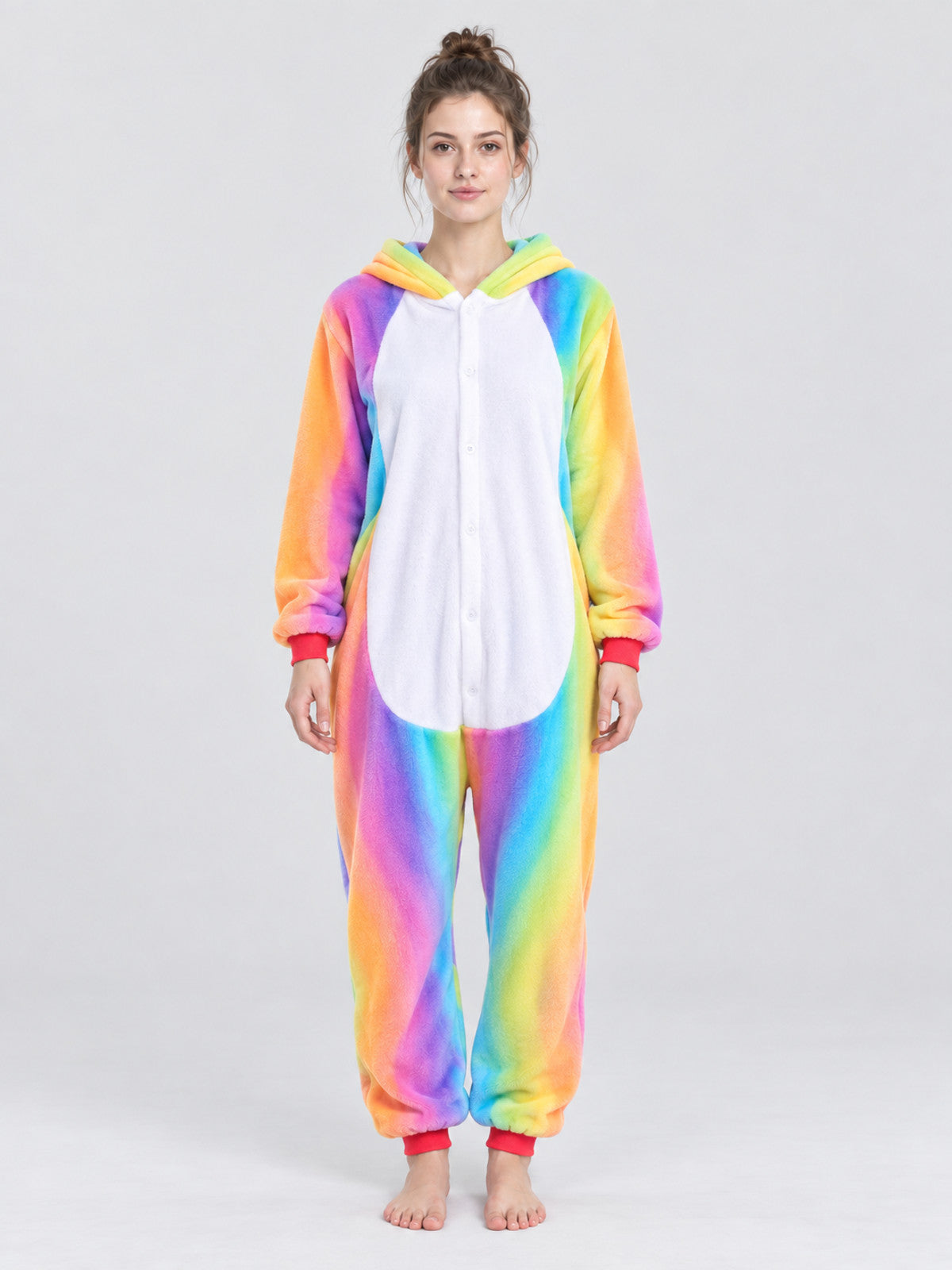 Multicolor Flannel Hooded Pajama Jumpsuit