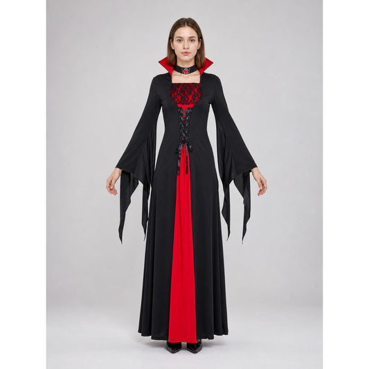 Vampire Costume: Long Black and Red Dress