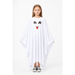 White Ghost Cape with Face for Halloween
