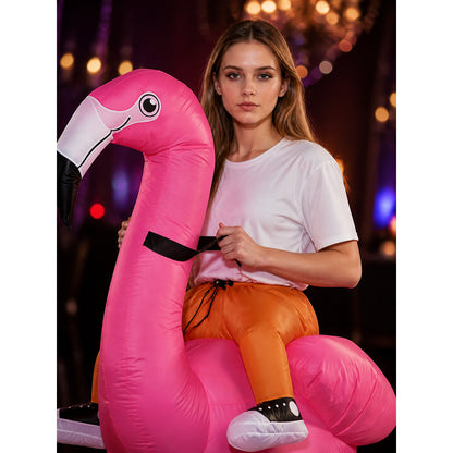Inflatable Flamingo Costume, Funny Halloween Bird Suit for Adults and Kids on-model view