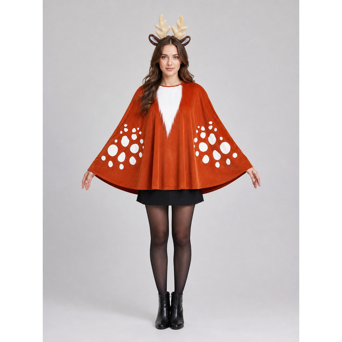 Deer Costume with Antlers and Cape for Festive Events front view