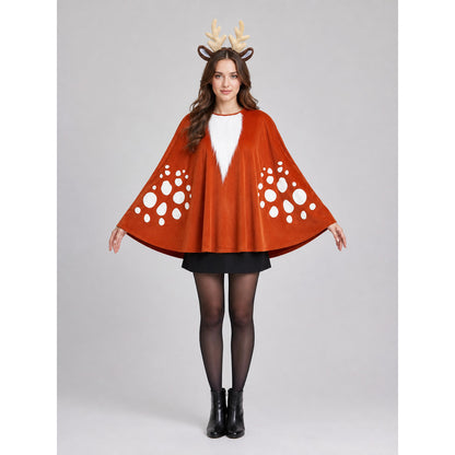 Deer Costume with Antlers and Cape for Festive Events front view