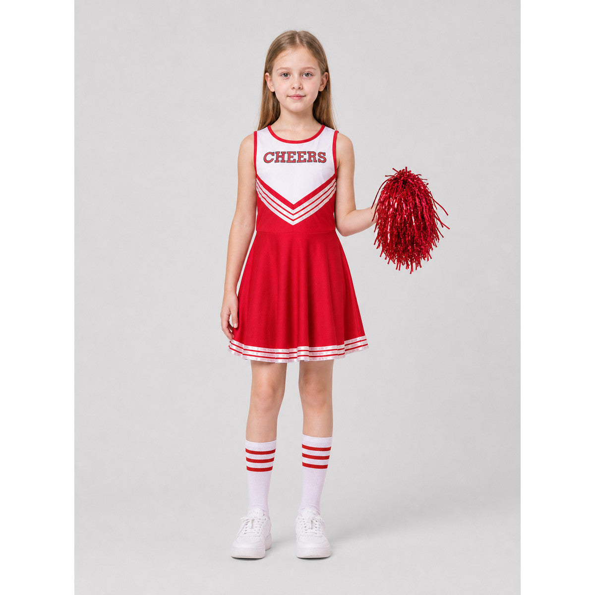 Red Striped Sleeveless Cheerleading Dress