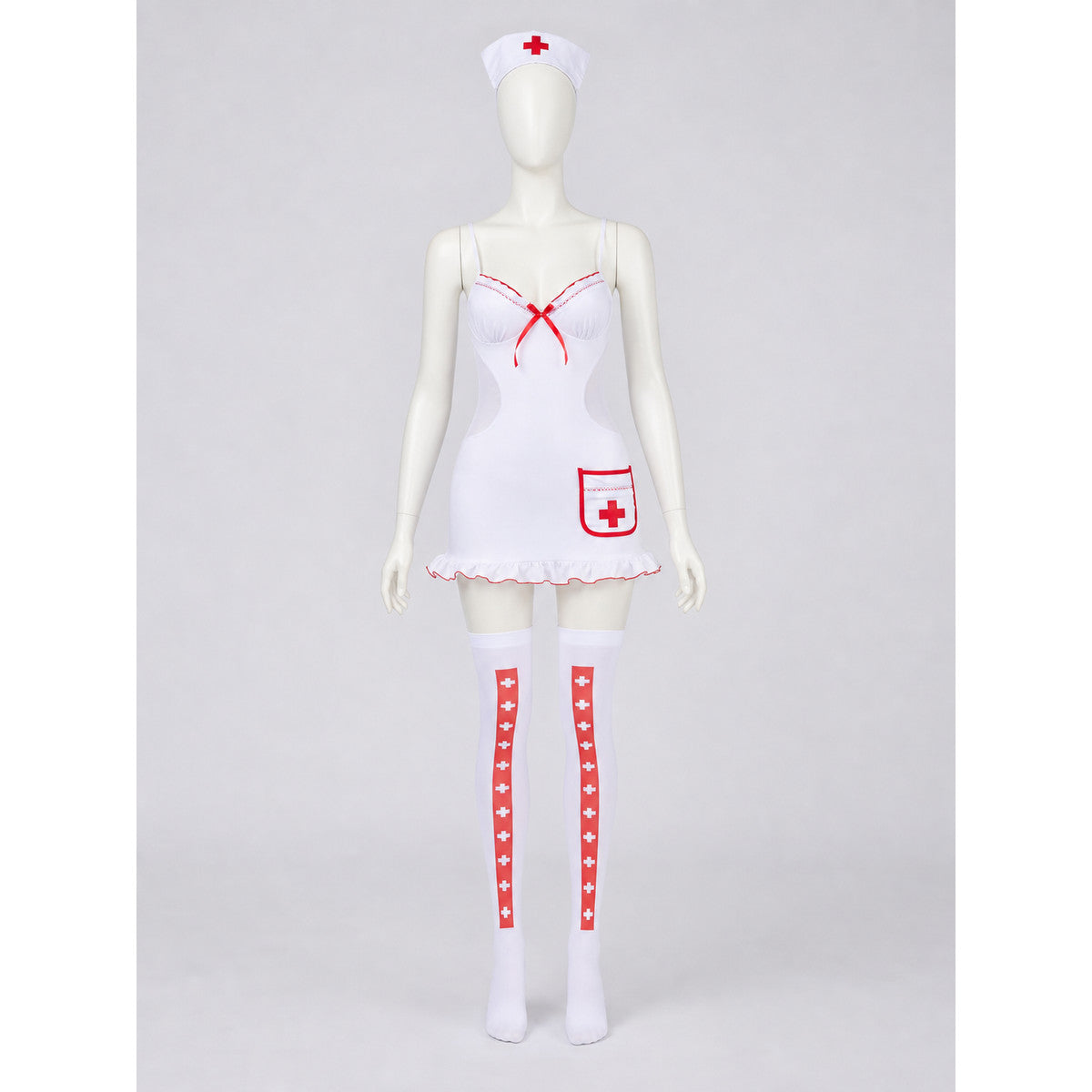 Medical Uniform with Red Cross and Ruffles front view