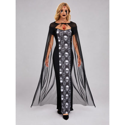 Gothic costume dress with cape for cosplay