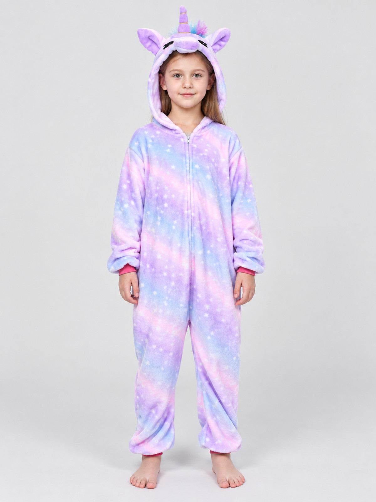 Kids' Hooded Unicorn Pajama Jumpsuit with Mane