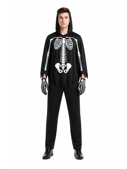 Skeleton Costume Jumpsuit with Hood for Carnival and Cosplay main product view