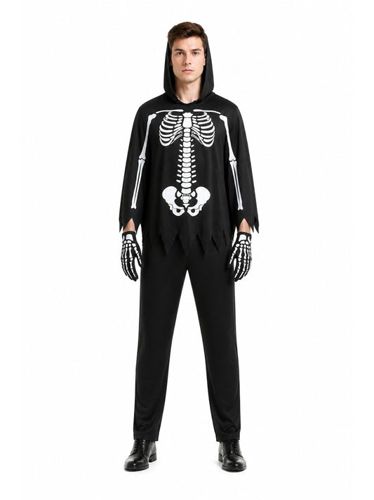 Skeleton Costume Jumpsuit with Hood for Carnival and Cosplay main product view