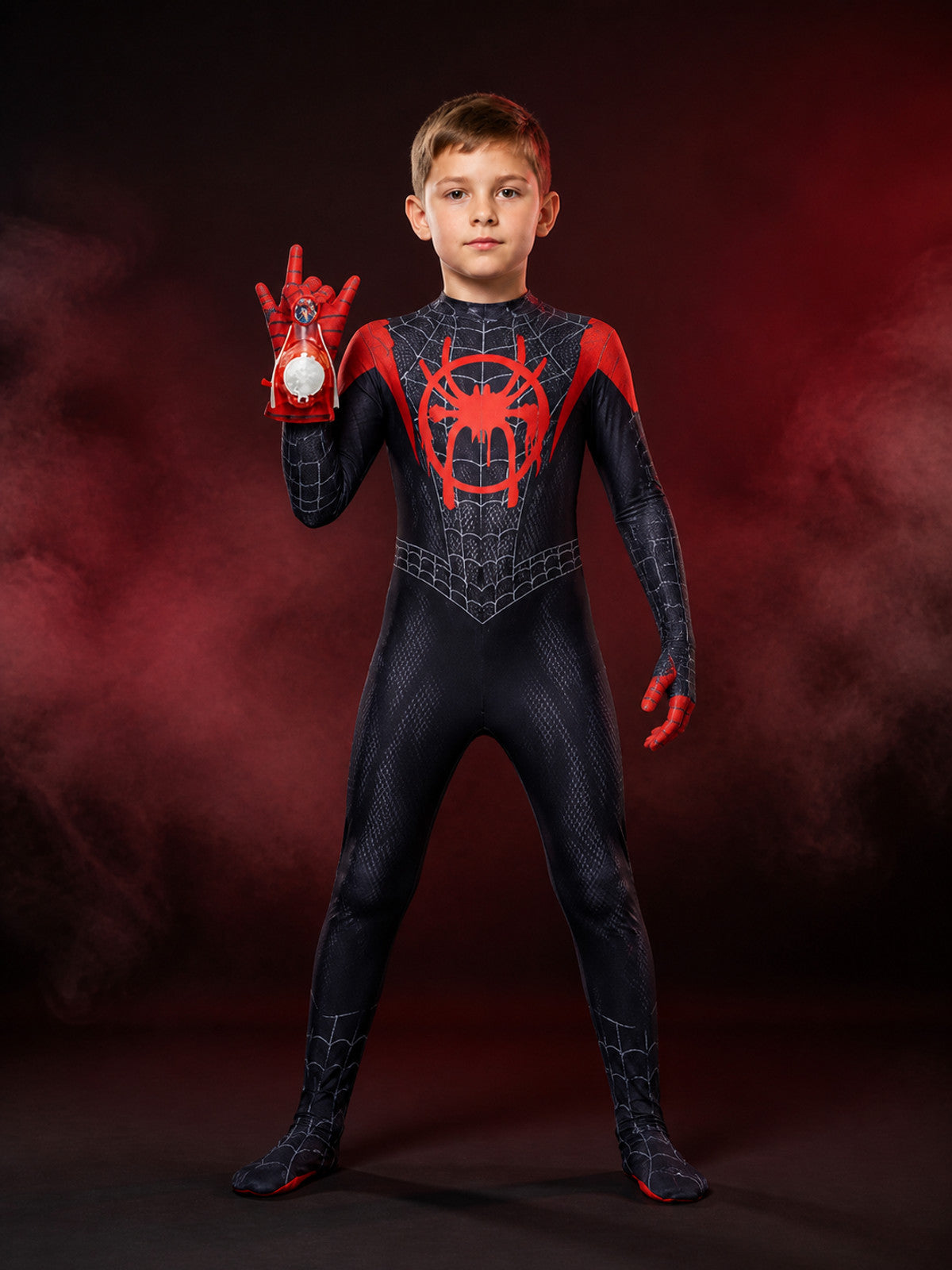 Boys' Miles Spider-Man Bodysuit Costume with Mask and Web Shooter main product view