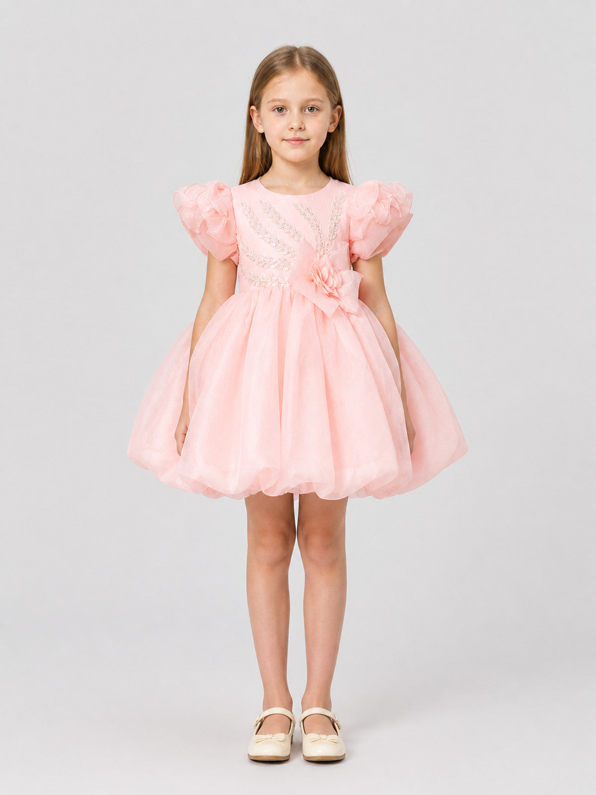 Full Dress with Layered Skirt and Sequins on-model view