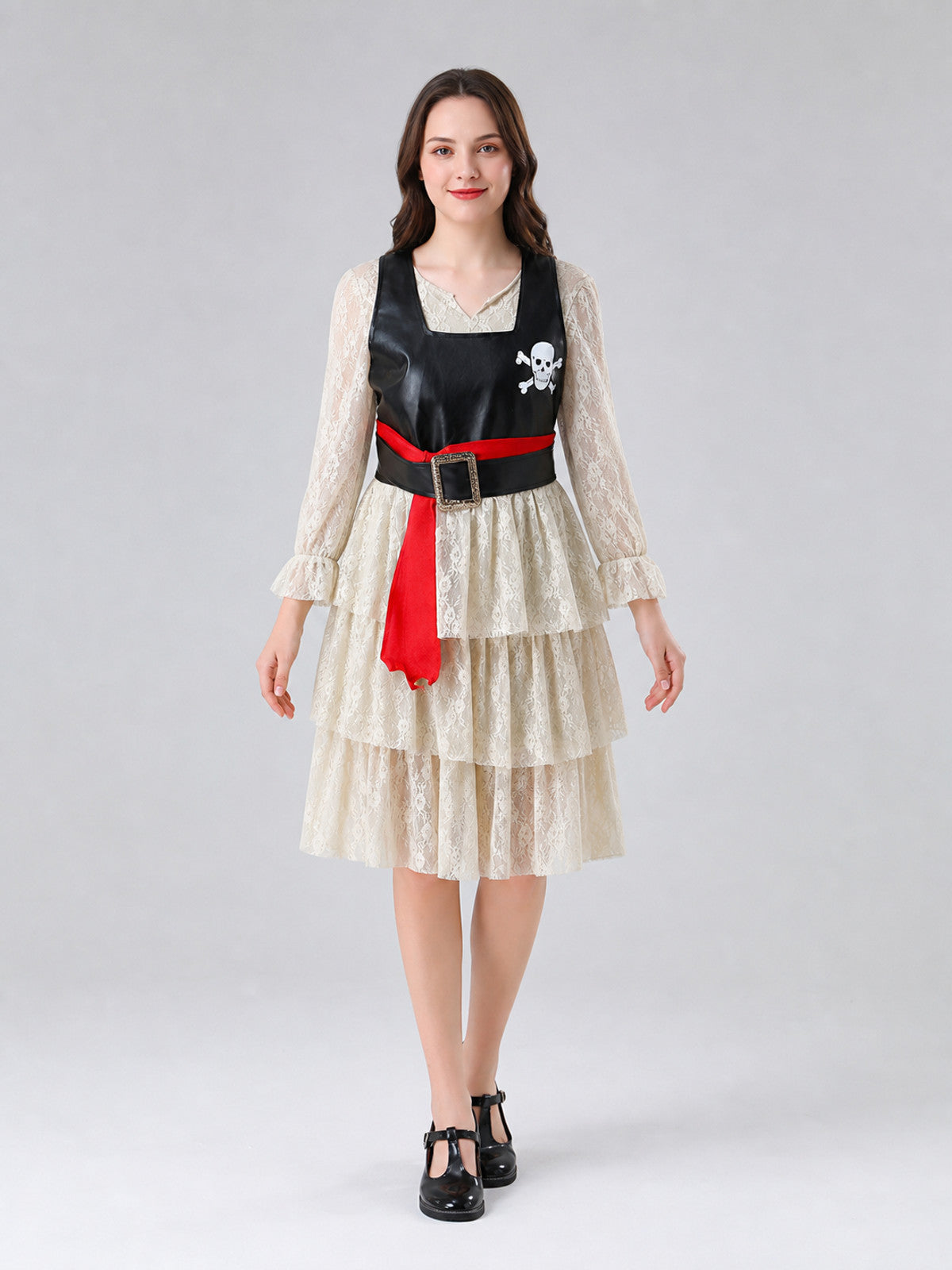 Pirate Costume: Dress, Belt, and Character Details front view