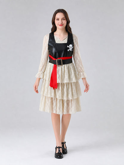Pirate Costume: Dress, Belt, and Character Details front view