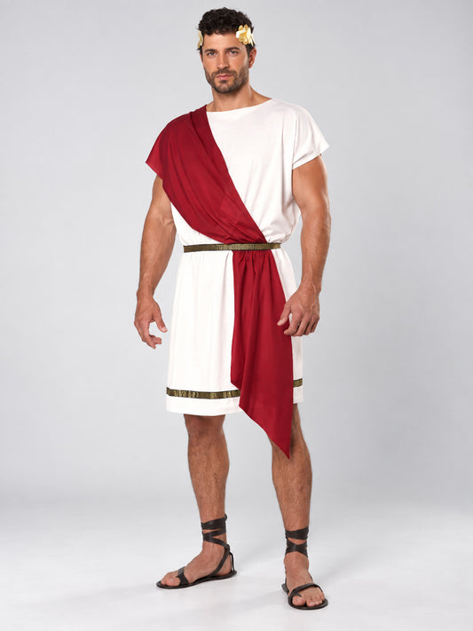 Gladiator Carnival Costume with Burgundy Draping