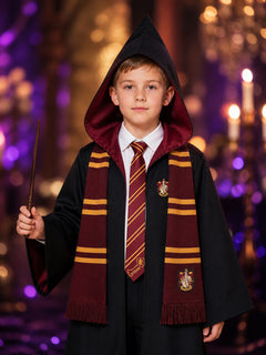 Harry Potter Hooded Wizard Robe Costume Set With Shirt, Tie, Scarf And Pointed Hat