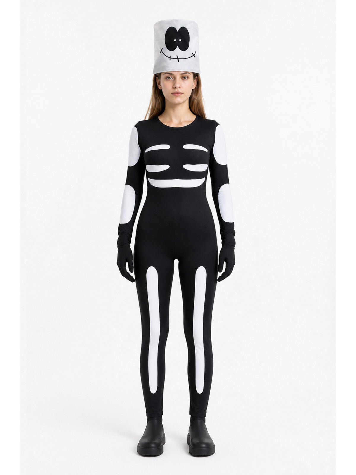 Halloween Skeleton Jumpsuit with Mask and Gloves main product view