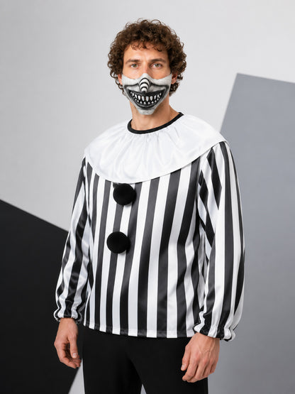 Scary Black-and-White Clown Carnival Mask
