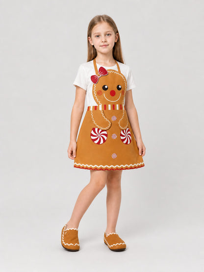 Apron with a Gingerbread Man Design and Bow