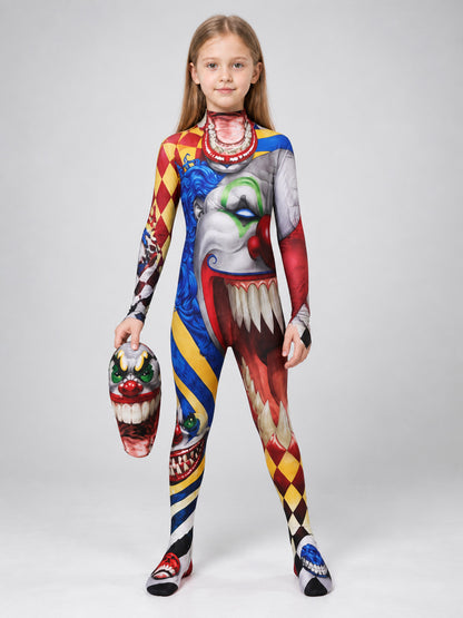 Zombie Clown Costume with Hood and Zipper