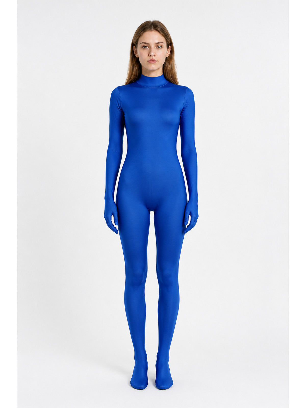 Blue Tight-Fitting Hooded Jumpsuit main product view