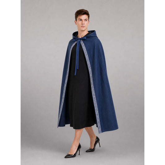 Blue Medieval Hooded Carnival Cloak