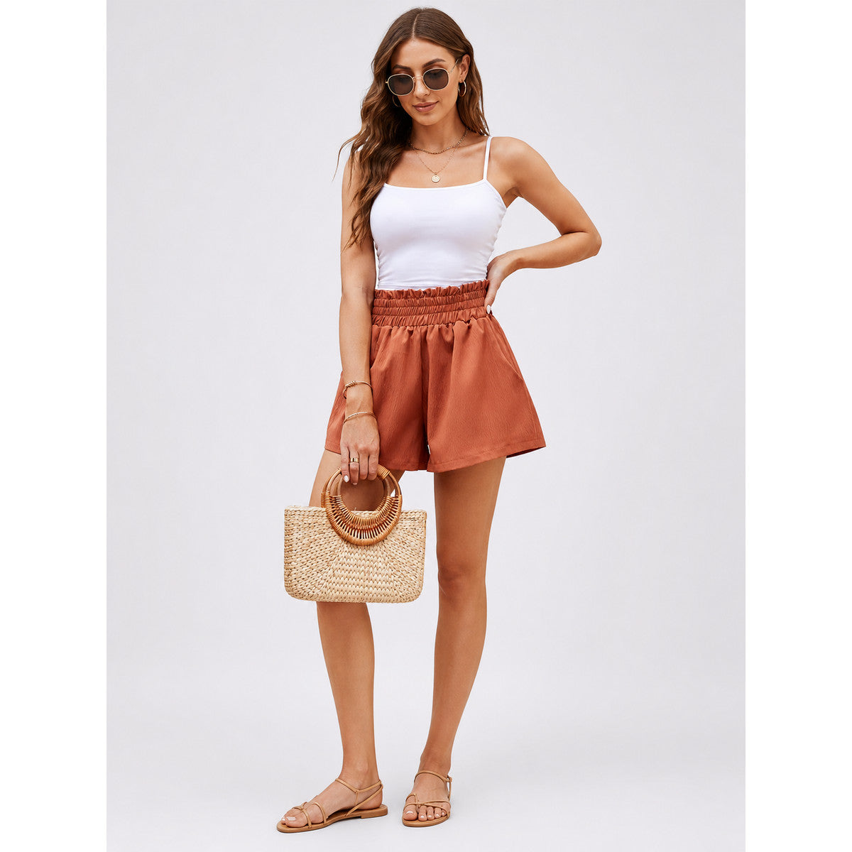 Women's High-Waisted Red Shorts