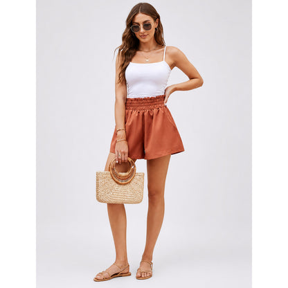 Women's High-Waisted Red Shorts