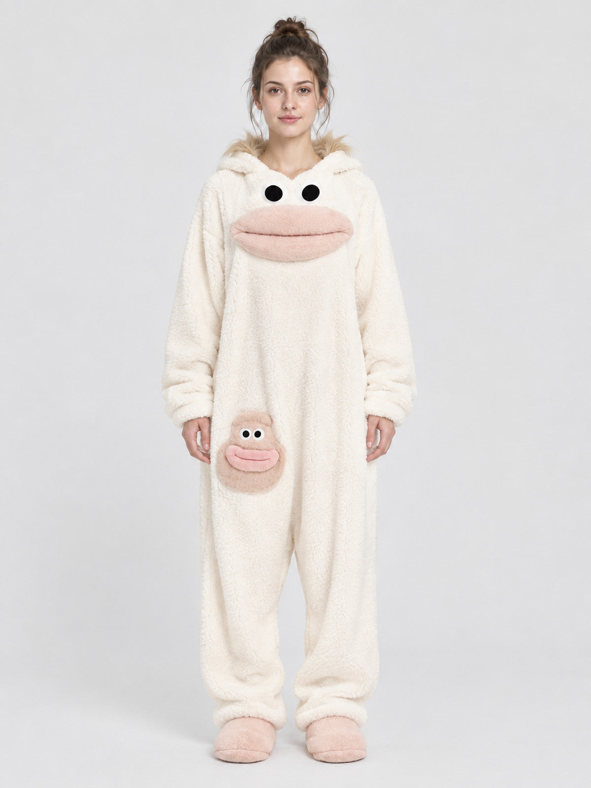 Insulated White Kigurumi Pajama with Hood