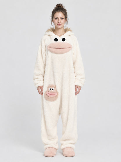Insulated White Kigurumi Pajama with Hood