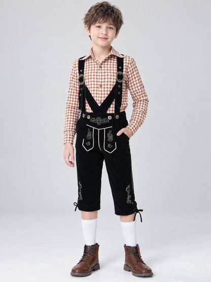 Kids' Bavarian-Style Costume: Plaid Shirt and Pants