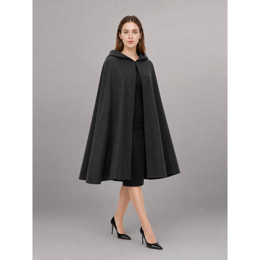 Long Black Carnival Cloak with Hood