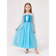 Frozen Elsa Halloween Carnival Dress with Sequins and Snowflakes